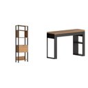 Ver imagem 2 de Conjunto 2 Peças Escritório com Escrivaninha com Gaveta e Estante Industrial Marrom Montana/Preto