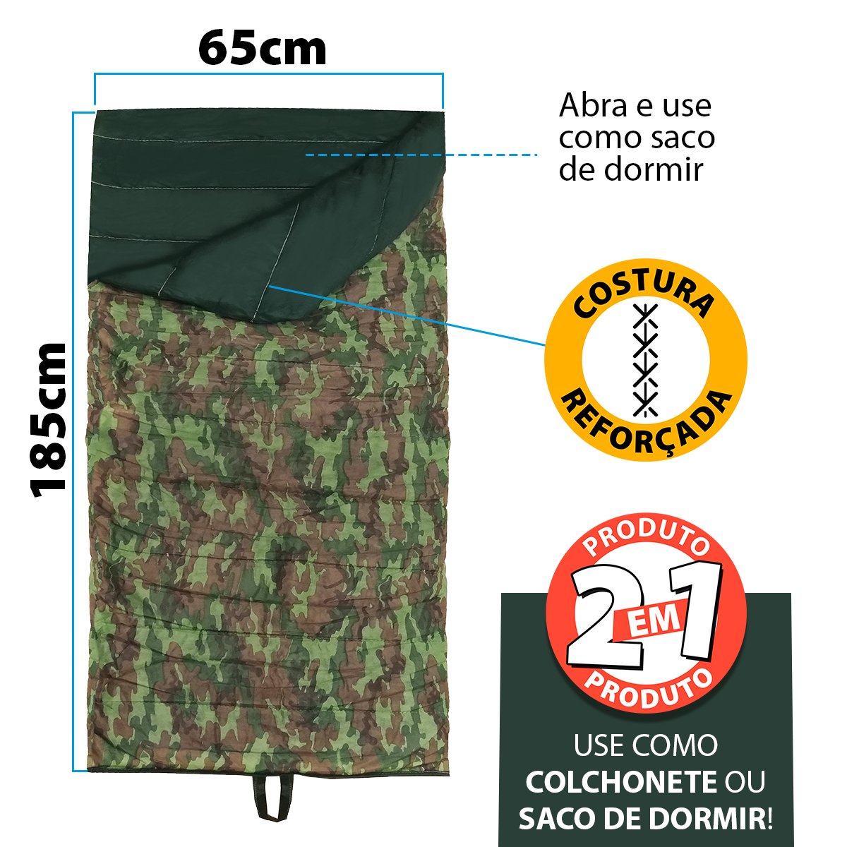 Kit 2 Saco de Dormir ou Colchonete Para Acampamento 2 em 1 - 2