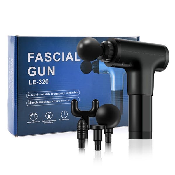 Massageador Pistol Elétrico Fisioterapia Alívio Muscular 6 Níveis - Fascial Gun LE-320 Preto - 1