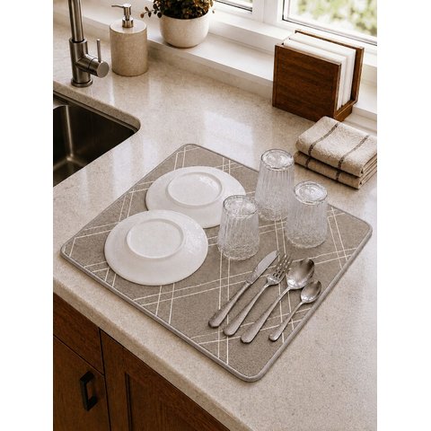 Aparador Louças Escorredor Alta Absorção Geométrico 45x40 cm:Kit 3/Cinza