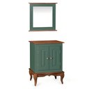 Ver imagem 1 de Gabinete para Banheiro 2 Portas com Espelheira Dália 3057 - Verde Musgo/imbuia Glazer