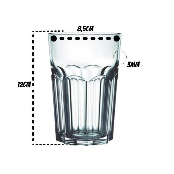 Jogo De Copo De Vidro 12 Unidades Redondo Cinza 475ml Nadir
