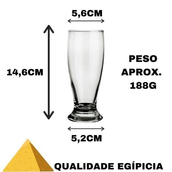 Jogo Kit 6 Copos Vidro Grosso Suco Água Drink Cerveja 350ml