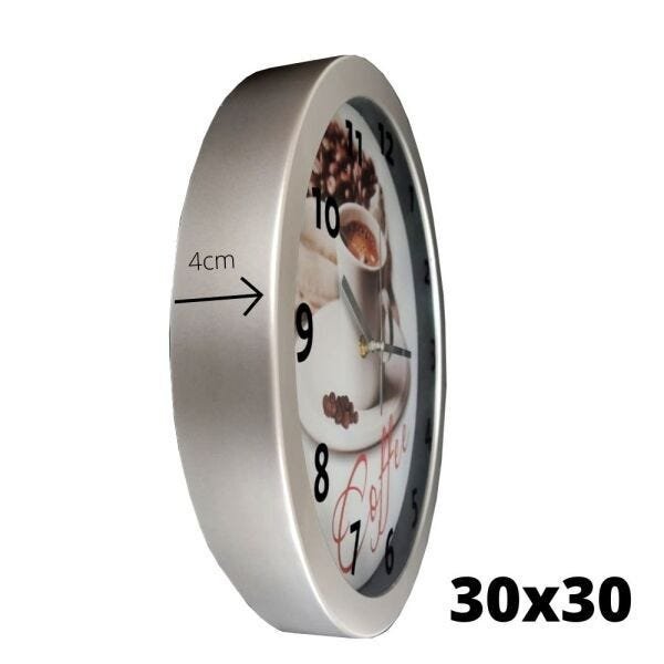 Relógio de Parede Redondo Estampado Café 30cm - 6