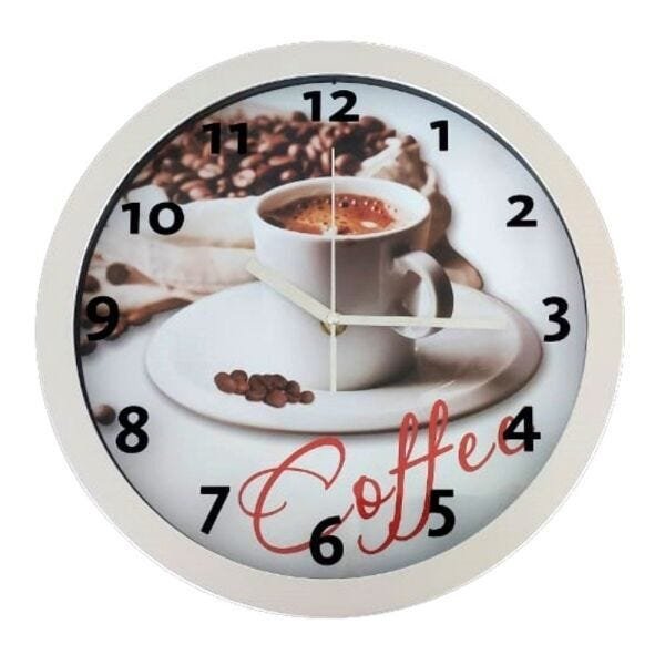 Relógio de Parede Redondo Estampado Café 30cm - 1