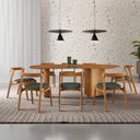 Ver imagem 1 de Mesa de Jantar Soláris 220cm Madeira Tampo Laminado Orgânico com 8 Cadeiras Solaris