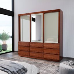 Guarda-roupa Casal com Espelho 100% Mdf 3 Portas e 9 Gavetas Eco 07 Bom Pastor - 1