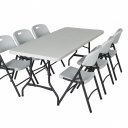 Ver imagem 2 de Conjunto para Refeitório Dobrável Polietileno Mesa + 6 Cadeiras