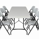 Ver imagem 1 de Conjunto para Refeitório Dobrável Polietileno Mesa + 6 Cadeiras