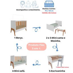 Quarto Bebê Completo Berço Americano Cômoda 1 Porta 100% Mdf - 5