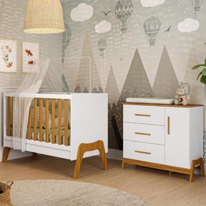 Quarto Bebê Completo Berço Americano Cômoda 1 Porta 100% Mdf