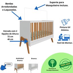 Quarto Bebê Completo Berço Americano Cômoda 1 Porta 100% Mdf - 4