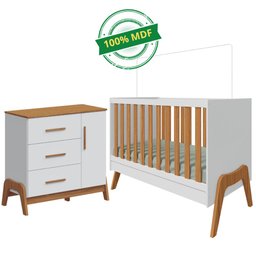 Quarto Bebê Completo Berço Americano Cômoda 1 Porta 100% Mdf - 2