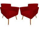 Ver imagem 1 de Kit 2 Poltronas Decorativa Sabrina Suede Vermelho Pés Madeira Mz Decor