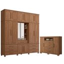 Ver imagem 1 de Guarda Roupa Casal Londres Capelinha e Cômoda Havana Master 13 Portas 7 Gavetas MDF-MDP Jatobá