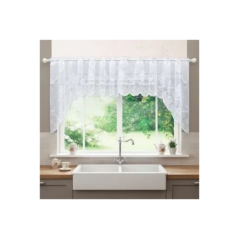 Cortina Bando Renda Cascata Cozinha Bule 3,15x1,00 Sortida:Branca