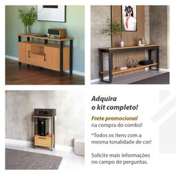Aparador Sala Industrial 180cm C/ Gaveta Dalla Costa 100%mdf Cor:freijó com Preto Fosco - 5