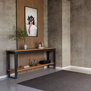 Aparador Estilo Industrial em Mdf 180cm com 01 Gaveta F47 Freijó Preto Fosco Dalla Costa