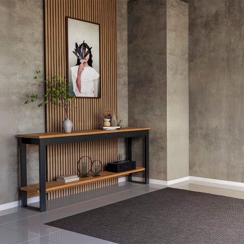 Aparador Estilo Industrial em Mdf 180cm com 01 Gaveta F47 Freijó Preto Fosco Dalla Costa