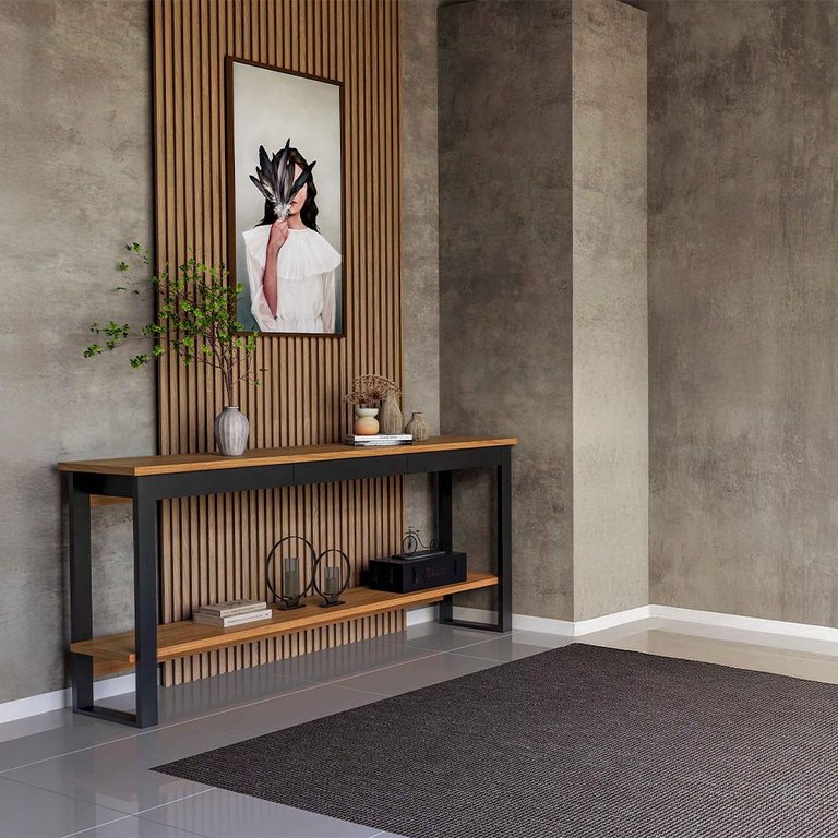 Aparador Estilo Industrial em Mdf 180cm com 01 Gaveta F47 Freijó Preto Fosco Dalla Costa Aparador Estilo Industrial em Mdf 180cm com 01 Gaveta F47 Freijó Preto Fosco Dalla Costa