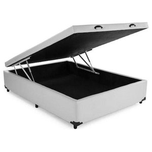 Base Cama Box com Baú Casal Corino Branco 43x138x188
