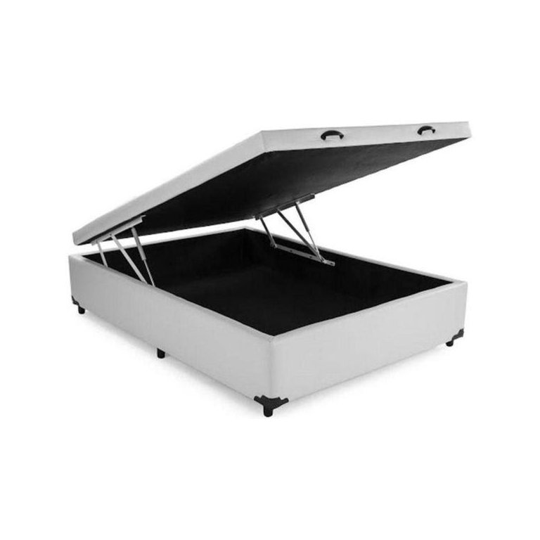Base Cama Box com Baú Casal Corino Branco 43x138x188