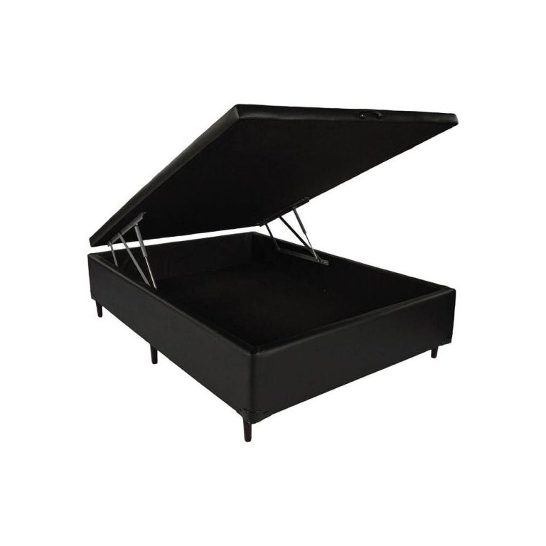 Base Cama Box com Baú Casal Corino Preto 43x138x188
