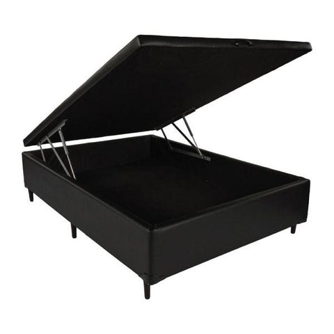Base Cama Box com Baú Casal Corino Preto 43x138x188