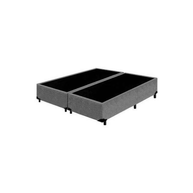 Base Cama Box Bipartido Casal Suede Cinza 40x138x188
