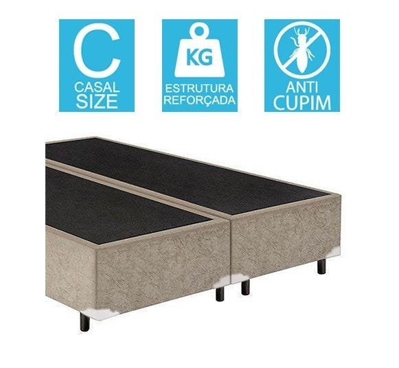 Base Cama Box Bipartido Casal Suede Bege 40x138x188 - 2