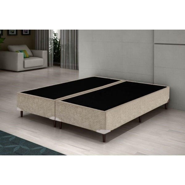 Base Cama Box Bipartido Casal Suede Bege 40x138x188 - 3