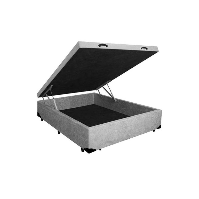 Base Cama Box Baú Casal Suede Cinza 43x138x188