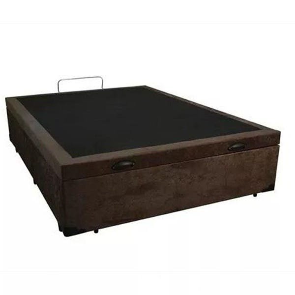 Base Cama Box Baú Casal Suede Marrom 43x138x188 - 2