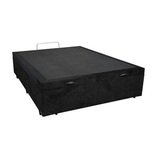 Base Cama Box Baú Casal Suede Preto 43x138x188 - 2