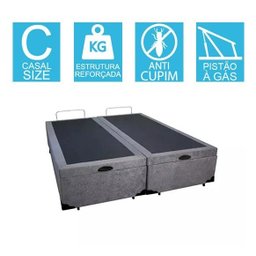 Base Cama Box Baú Bipartido Casal Suede Cinza 43x138x188 - 2
