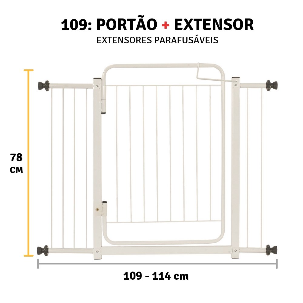 Portao Grade Pet de Seguraça Proteção para Criança 109 a 114:branco - 3