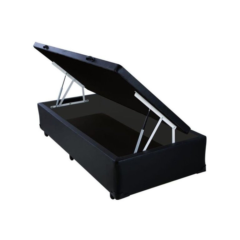 Base Cama Box Baú Solteiro Corino Preto 43x88x188