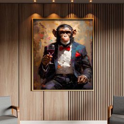 Quadro Decorativo Animais Monkey Evolution com Moldura Dourada - 200x120 Cm - 2