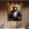 Quadro Decorativo Animais Monkey Evolution com Moldura Dourada - 200x120 Cm - 2
