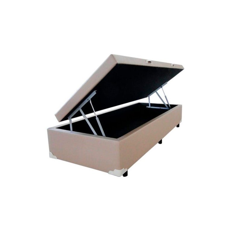 Base Cama Box Baú Solteiro Corino Bege 43x88x188