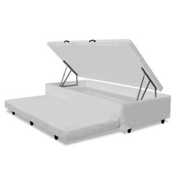 Base para Cama Box Solteiro 3 em 1 com Baú e Cama Auxiliar Branca - 1