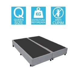 Base Cama Box Bipartido Queen Size Corino Cinza 40x158x198 - 2