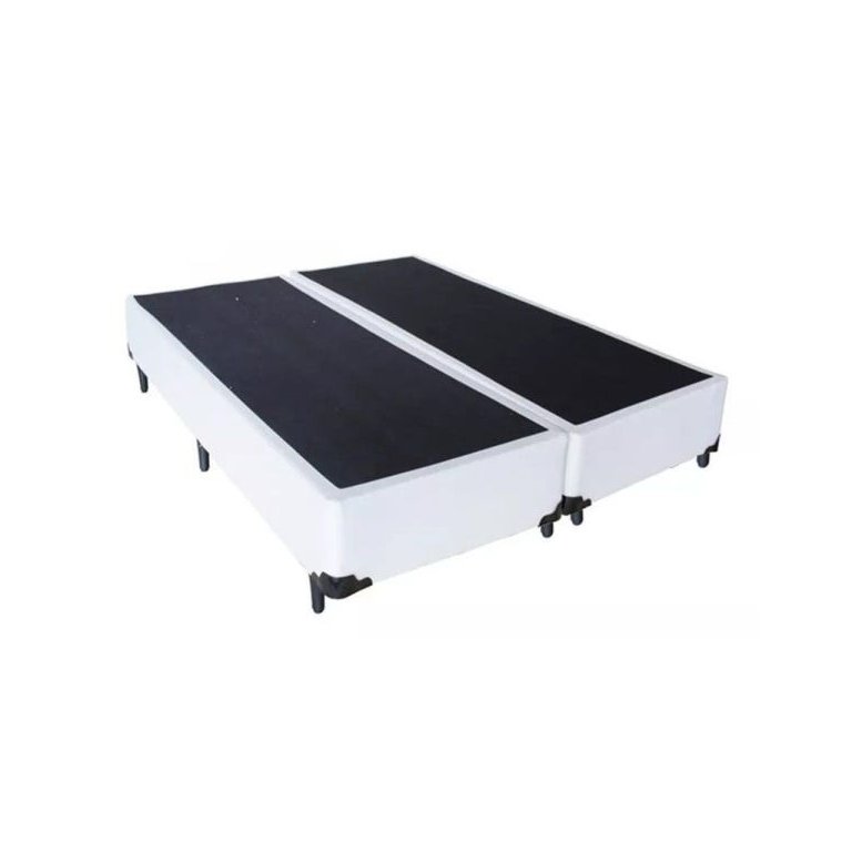 Base Cama Box Bipartido Queen Size Corino Branco 40x158x198