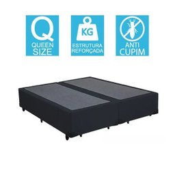 Base Cama Box Bipartido Queen Size Corino Preto 40x158x198 - 2