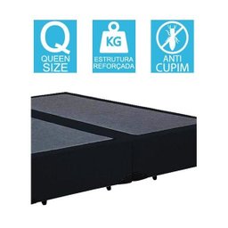 Base Cama Box Bipartido Queen Size Suede Preto 40x158x198 - 2