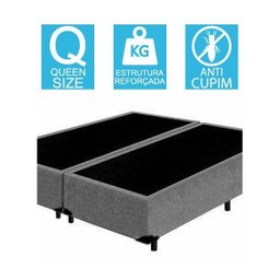 Base Cama Box Bipartido Queen Size Suede Cinza 40x158x198 - 2