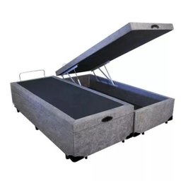 Base Cama Box Baú Bipartido Queen Size Suede Cinza 43x158x198 - 3