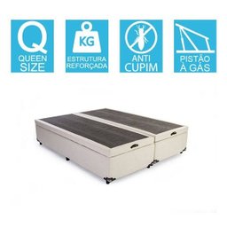 Base Cama Box Baú Bipartido Queen Size Suede Bege 43x158x198 - 2