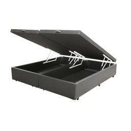 Base Cama Box Baú Bipartido Queen Size Corino Cinza 43x158x198 - 1