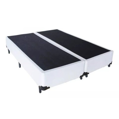Base Cama Box Bipartido King Size Corino Branco 40x193x203